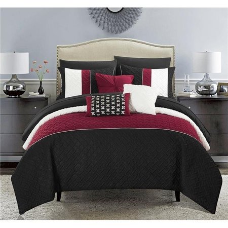 CHIC HOME Chic Home CS8132-US 10 Piece Lior Quilted Embroidered Design Bedding Comforter Set; Black CS8132-US